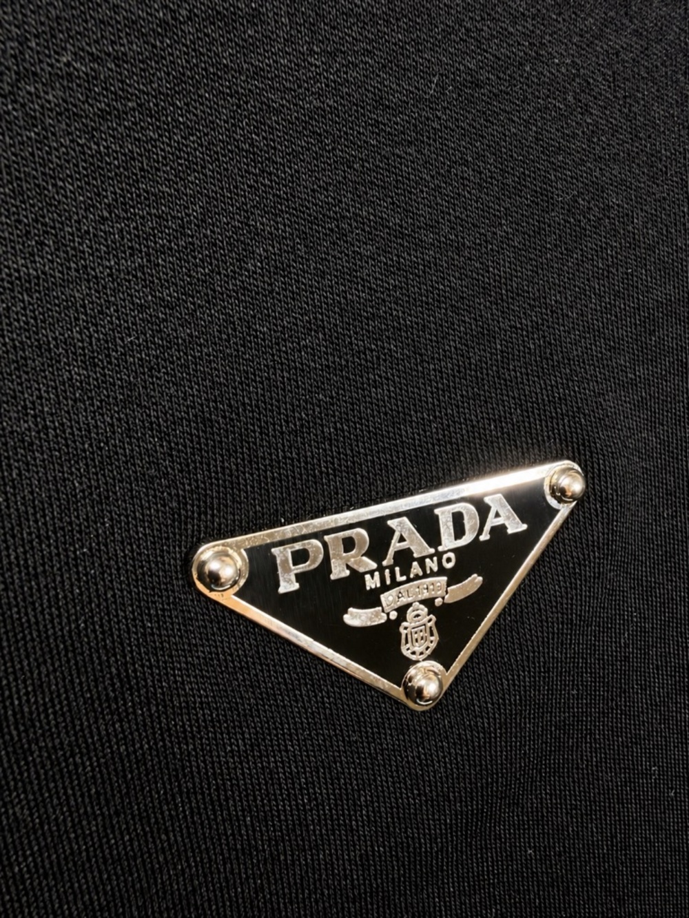 PRADA MEN'S BLACK COTTON T-SHIRT SIZE SMALL BOXY FIT TRIANGLE LOGO EXCELLENT NWT - Picture 9 of 10